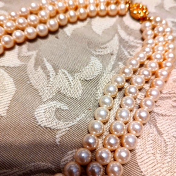🌹 Magnificent Vintage Elaborate Cream Pearl & Rhinestone Gold Statement Neckla - Picture 10 of 16